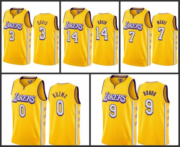

los angeles lakers anthony davis danny green javale mcgee kyle kuzma rajon rondo men classic edition jersey, Black