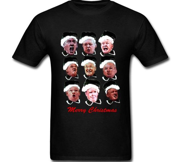 

hilarious creepy trump merry christmas 2020 men t shirt funny summer clothing unique black t-shirt usa designer, White;black