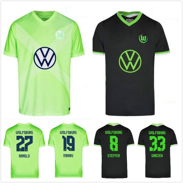 

2020/21 vfl wolfsburg футбол джерси 2021 # 9 weghors # 33 ginczek weghors unific mens mehmedi mbabu brooks steffen футбольная рубашка, Black;yellow