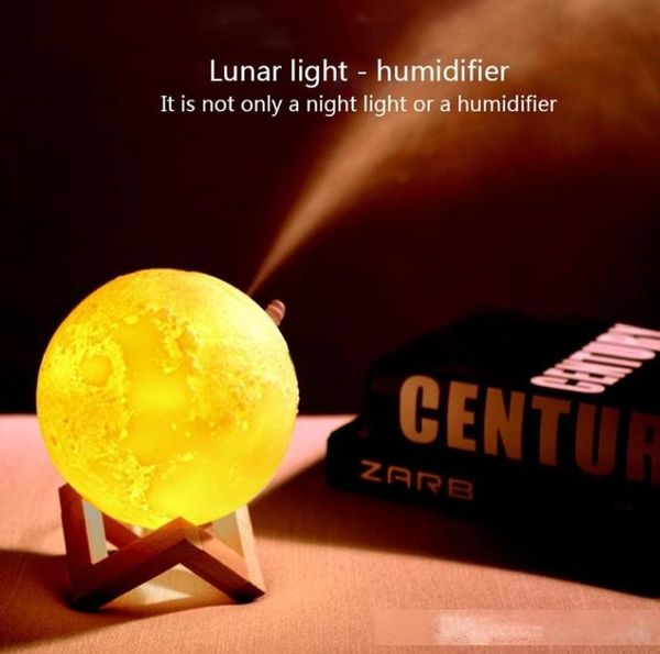 

in stock 880ml air humidifier 13cm 3d moon lamp light diffuser aroma essential oil usb ultrasonic humidificador night lights mist purifier