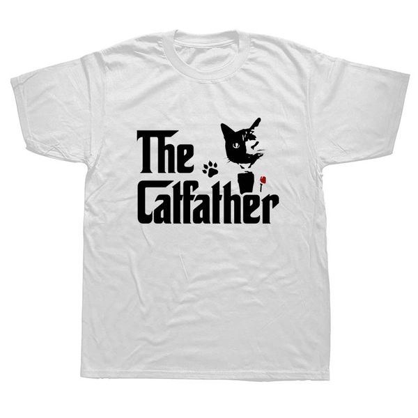 

the catfather father of cats dad funny t shirts men summer cotton harajuku short sleeve o neck streetwear black t-shirt