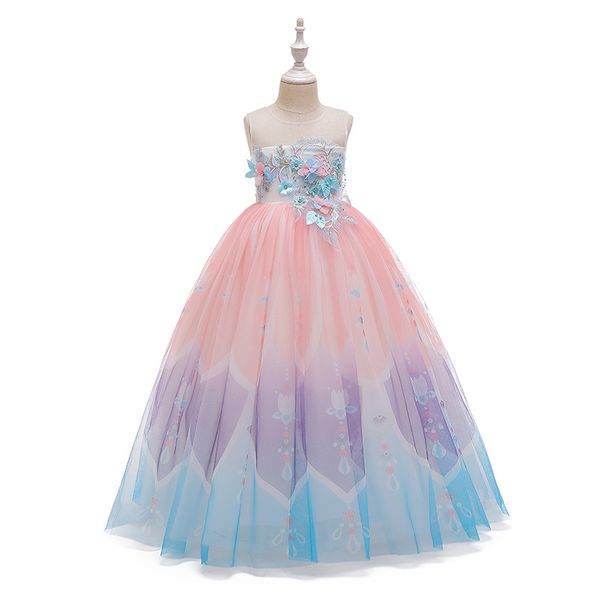 

girls birthday party dresses children princess tutu dress summer sleeveless flower long kids evening costume baby girl clothes, Red;yellow