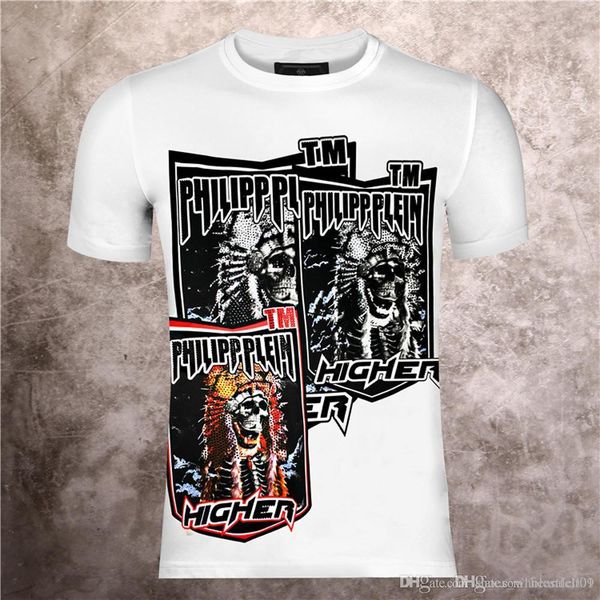 

philip plain brand mens designer t shirts firmata uomo fashion luxury designer t shirt summer homme mens skull tshirt tee 528, White
