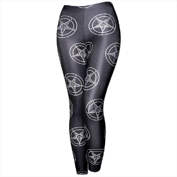 

womens поножи goth девушки гетры новый геометрическая pentagram печать дамы sexy тонкие гетры перевозка груза падения хорошее качество, Black