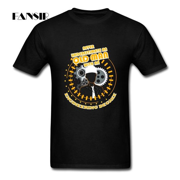 

cute men t shirt never underestimate an old man with engineering degree short sleeved cotton o neck t shirt for boy camisetas