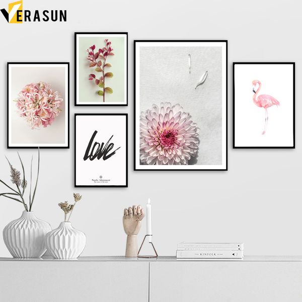 

розовый цветок георгин flamingo любовь котировки wall art холст картина скандинавские постеры и распечатывает wall picture for living room d