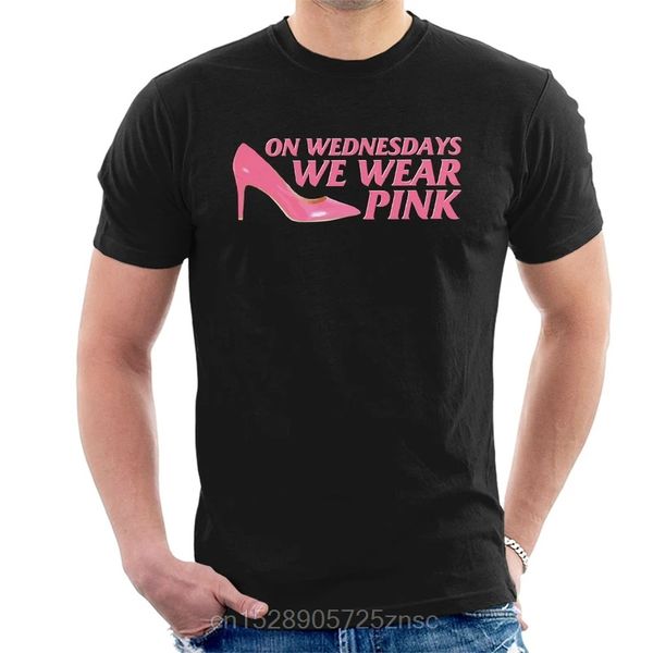 

printed 2020 camiseta mean girls on wednesday we wear pink movie quote men's t-shirt masculina women camiseta