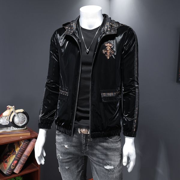 

men's handsome jacket 2020 new trend handsome autumn net red embroidery stitching baseball uniform jacket male tide brand, Black;brown