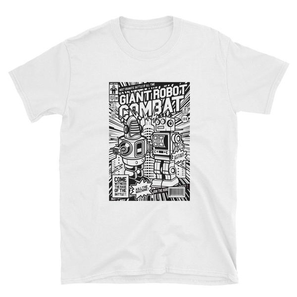 

2019 new mens t shirts giant robot combat retro art men's t-shirt 100% cotton brand new t-shirts