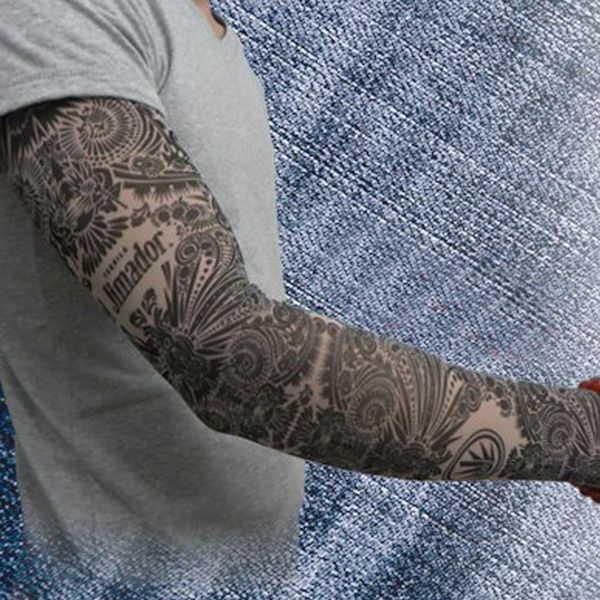

men boy outdoor sports seamless nylon tattoo sleeves printing elastic breathable skins fake tattoo arm warmer protective sleeves dh0706