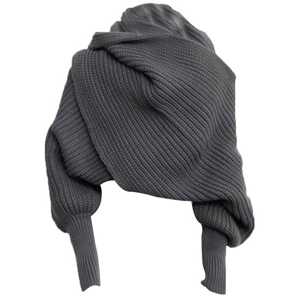 

fashion knitted scarf with sleeves long wraps shawls for winter autumn ll@17, Blue;gray