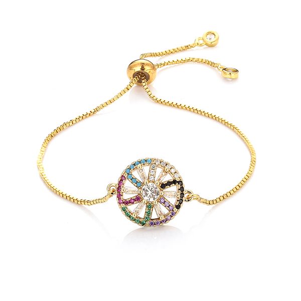 

shiny cz wheel charm bracelets zircon colorful creative copper lady bracelet adjustable chain friendship gifts dropshipping, Black