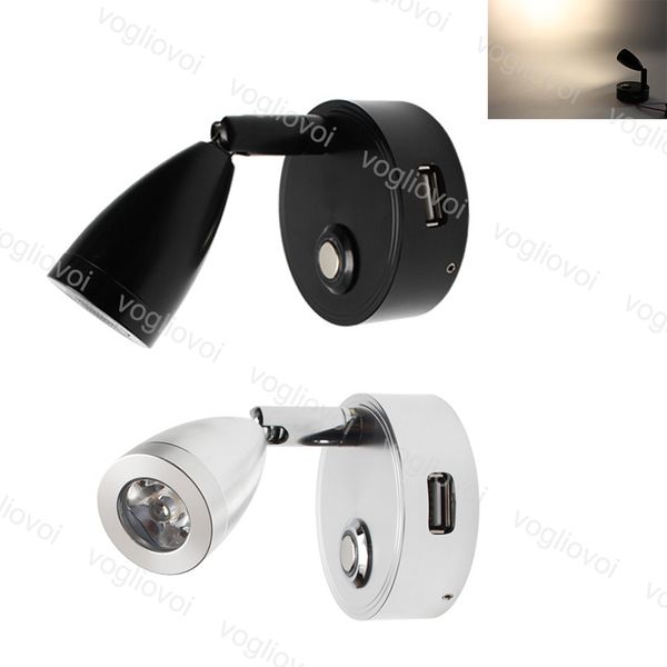 

wall lamps dc12v led touch dimming 3w reading light with usb interface wall mounted for rv camping trailer yacht decoration dhl