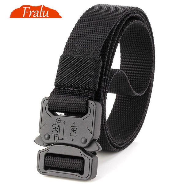 

fralu combat safety knock off tactical belt men equipment heavy duty us army belts metal buckle nylon waistband 2.5cm, Black;brown