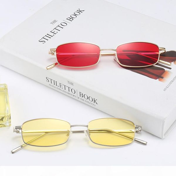 

mens rectangular sunglasses steampunk men metal frame gold black red flat square sun glasses for women 2018 nx, White;black