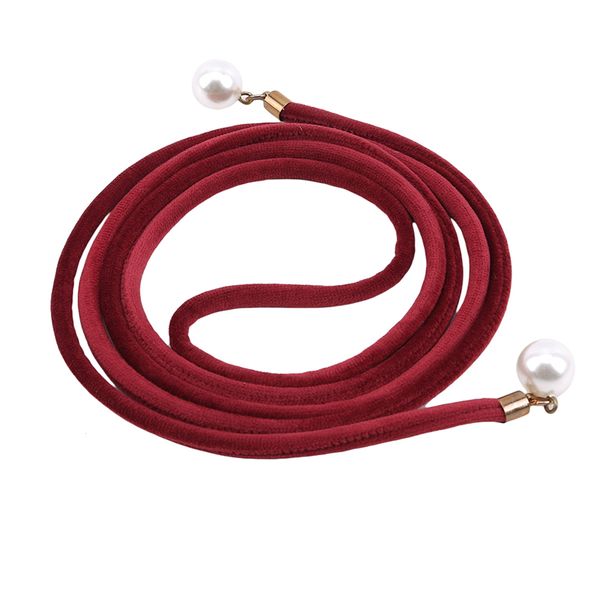 

solid fashion women tassel knot belt vintage pearl waist rope fringed waistband girdle for dress female thin srting female black, Black;brown