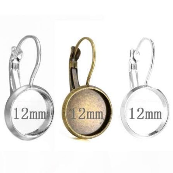 

100шт fit 12мм из нержавеющей стали камея стекла кабошон металл ободка французского lever blank основание серьга подпирает diy заключений юв, White