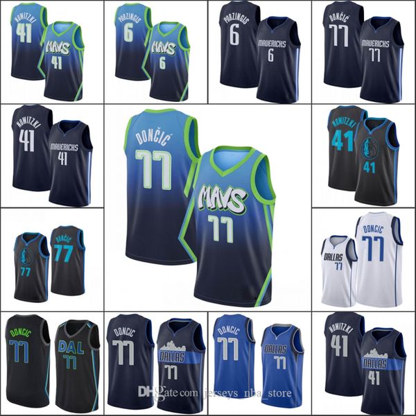 

dallas mavericks men luka doncic dirk nowitzki kristaps porzingis nba 2020 basketball jersey 07, Black;red
