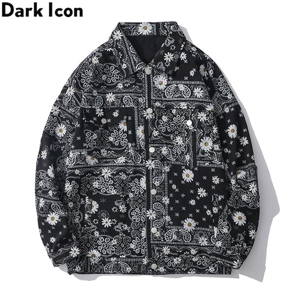 

dark icon bandana jean jacket men women streetwear men's jacket denim jackets 2020 new arrivals man clothing, Black;brown