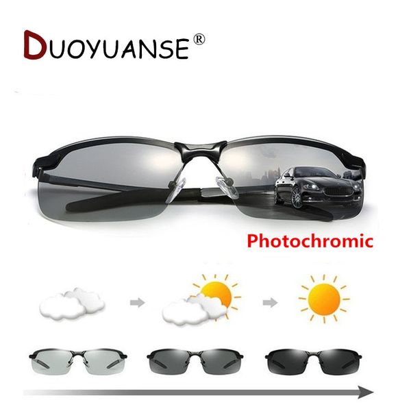 

duoyuanse classic driving pchromic sunglasses men polarized chameleon discoloration sun glasses for men anti-glare goggles, White;black