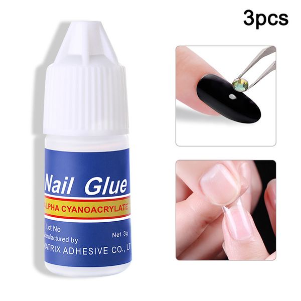 

nail gel 3pcs acrylic glue 3g fast-dry adhesive for art manicure din889, Red;pink