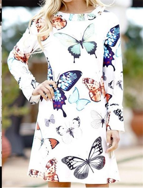 

neck long sleeve a line dress loose casual dress female clothing womens butterfly dresses spring autumn o, Black;gray