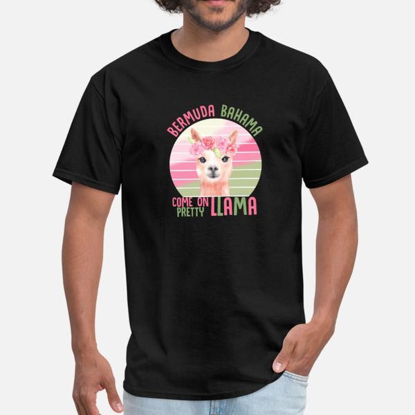 

bermuda bahama come on pretty llama t shirt men custom cotton crew neck kawaii fitness casual spring leisure shirt
