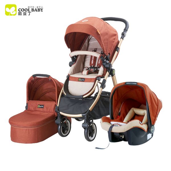 

travel system baby stroller, high-view, suspension, folding, bidirectional, portable baby pram whole set, sit & lie down