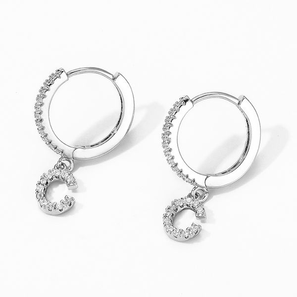 

stud earrings cute initial a-z letter earrings mirco crystal gold small hoop earings for women alphabet jewellery new, Golden;silver