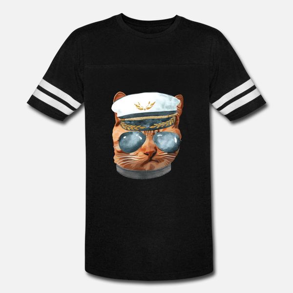 

cat kitty kitten in clothes aviators captain t shirt men printed tee shirt round neck formal crazy casual summer style unique shirt