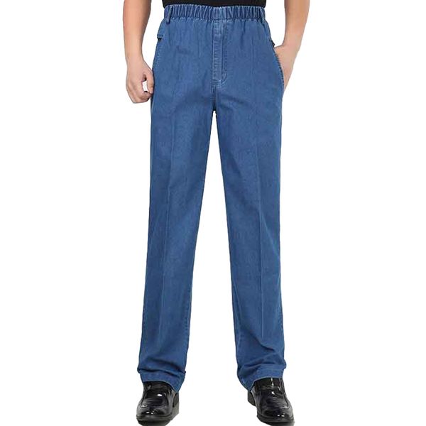 

spring mens jeans plus size 4xl 5xl casual male jeans pant denim pant dad clothing streetwear man loose trousers straight, Blue