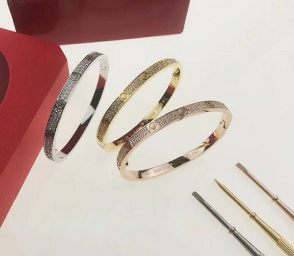 

2020rose gold 316l stainless steel screw bangle bracelet with screwdriver and stone screws with box ing, Black