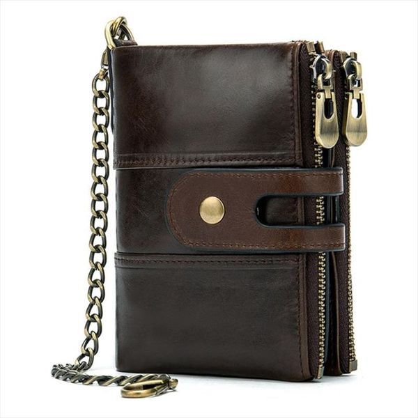 

genuine leather mens bifold short wallet rfid blocking coin purse id credit card holder with anti theft, Red;black