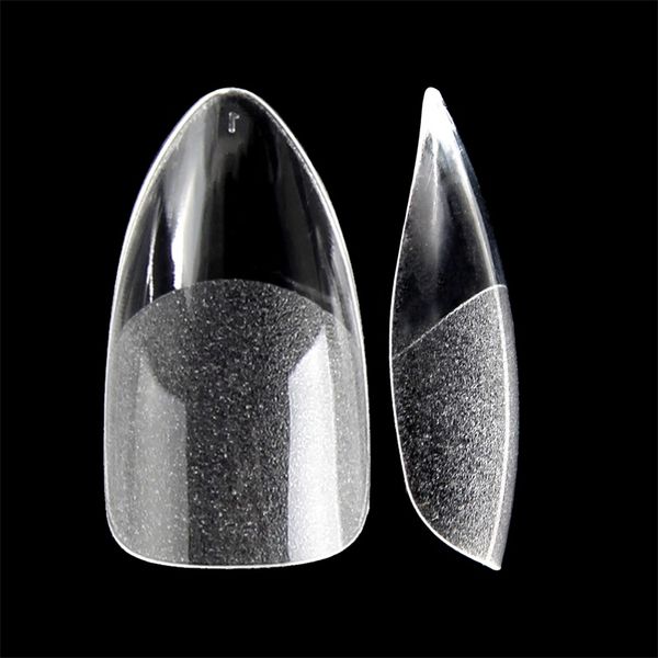 

false nails 360pcs fake stiletto half matte bottom pointy fingernails french style salon diy artificial nail art tip, Red;gold