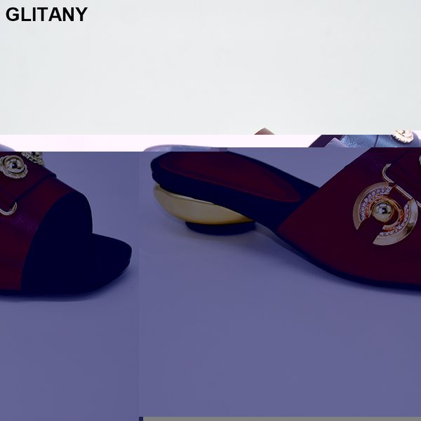 

latest design african women wedding shoes decorated with metal low heels women slippers shoes elegant italian party, Black