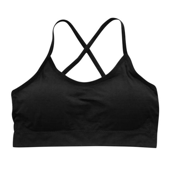 

1pc women's lingerie solid color cross straps beautiful black bras breathable tube sport yoga underwear, White;black