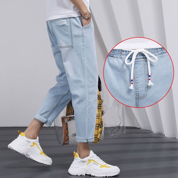 

men's jeans wholesale 2021 denim light-colored loose straight korean trend of all-match casual pants boys pencil summer, Blue
