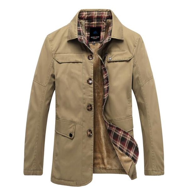 

mens trench coats man long coat men clothes slim fit overcoat long sleeve pure cotton lapel solid color plus velvet thickening, Tan;black