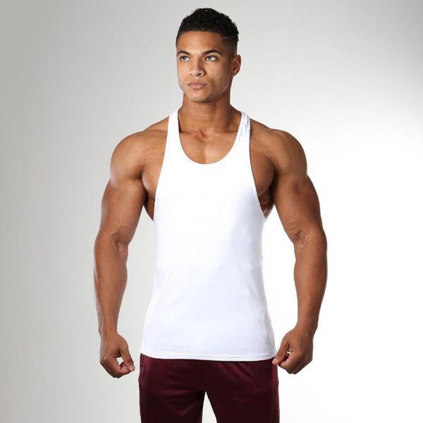 

workout gym men's vest muscle sleeveless sportswear shirt stringing machine fashion solid color clothing bodybuilding, Black;blue