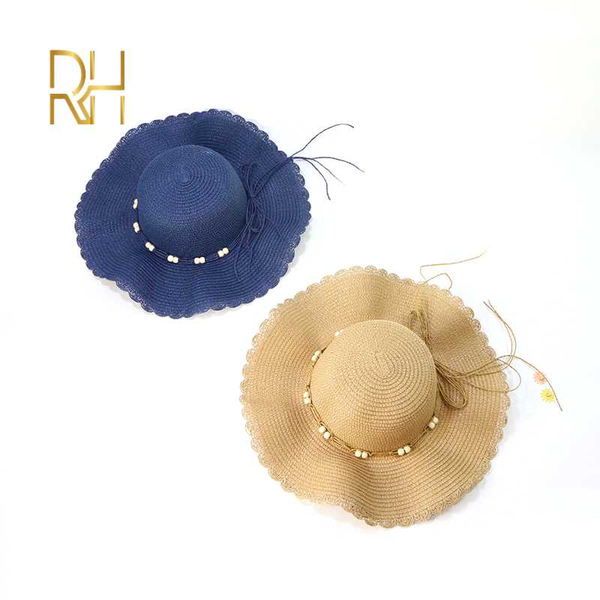 

rh summer large brim straw hat floppy wide brim sun cap bowknot beach foldable hats new 2020 beach visor for women, Blue;gray