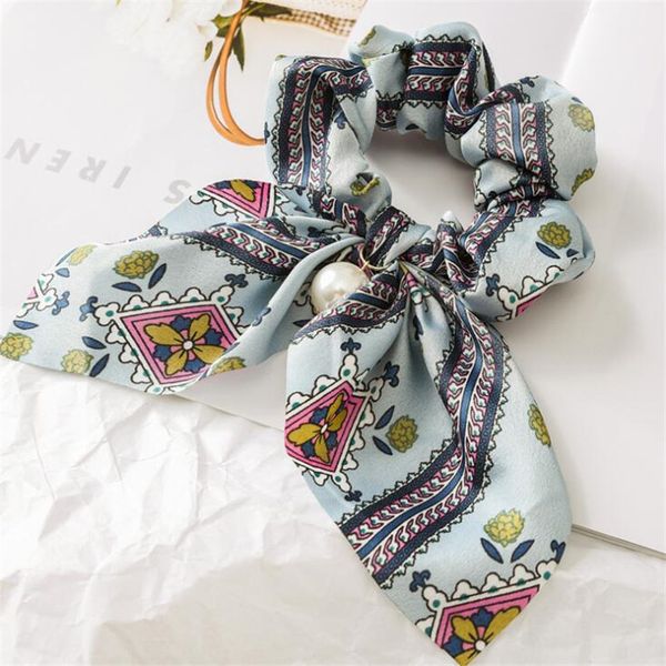 

2020 новый шифон bowknot шелковый волос scrunchies женщины pearl хвостик держатель волос tie rope резиновые ленты аксессуары