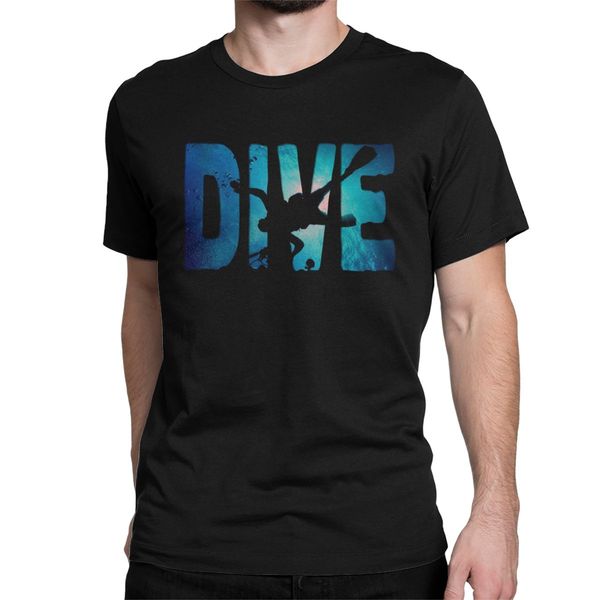 

men's scuba diving t shirt diver in the deep water pure cotton cool short sleeve round collar tees summer t-shirts