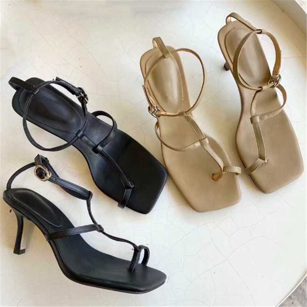 

summer all-match fashion word with stiletto heel sandals temperament thin square set toe buckle holiday roman women's shoes, Black