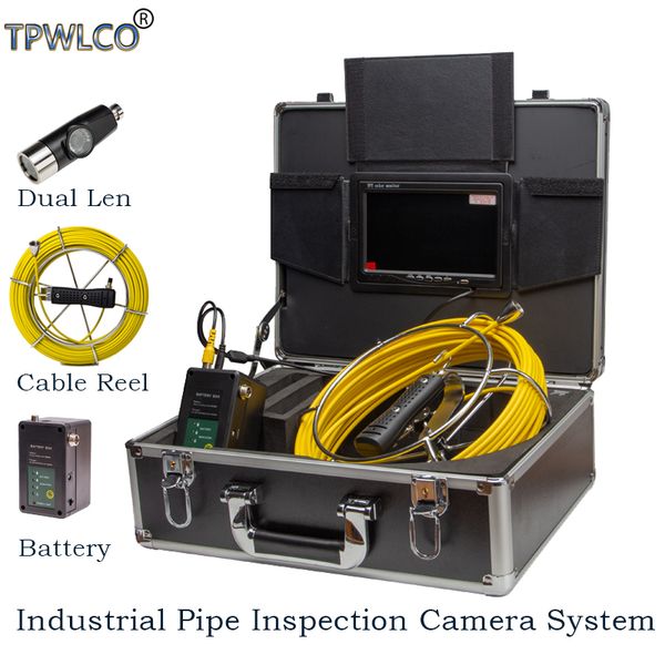 

cameras dual len industrial pipe inspection camera system with 20m cable 42mm sewer drain 7inch monitor waterproof