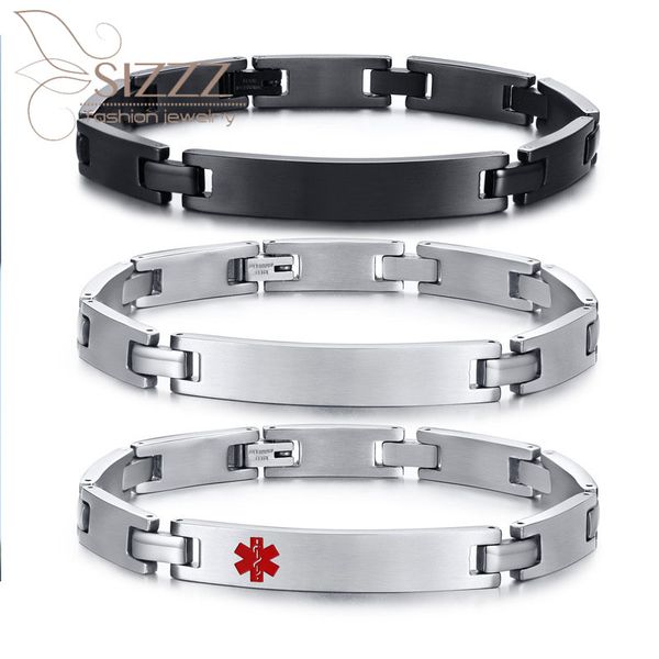 

charm bracelets sizzz 2021 simple design titanium steel blank curved sign logo black bracelet&bangles for men, Golden;silver