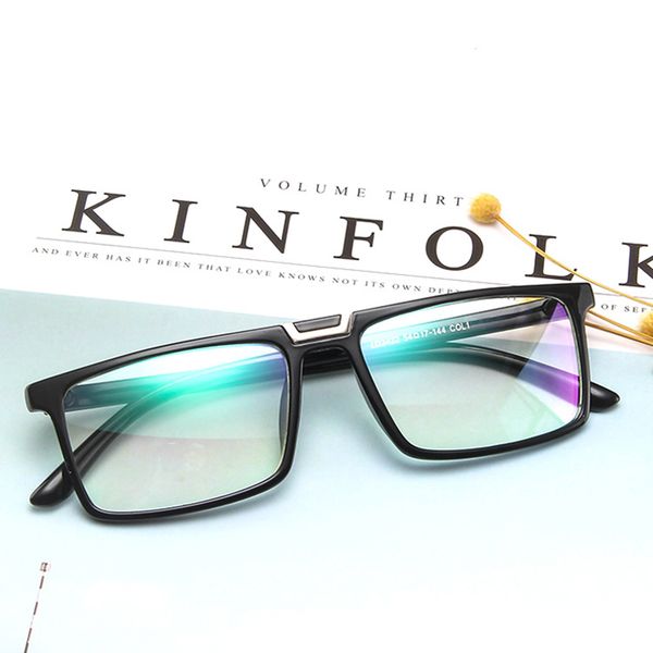 

2020 european and american fashion glasses frame ladies retro flat mirror trendy square glasses men's business frame, Black