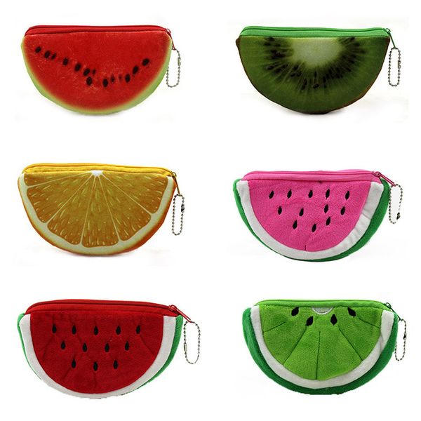 

мягкая девочка стиль портмоне малый мешок моделирование фрукты оранжевый арбуз грейпфрут киви zipper ключа чехол мини кошелек симпатичная су, White