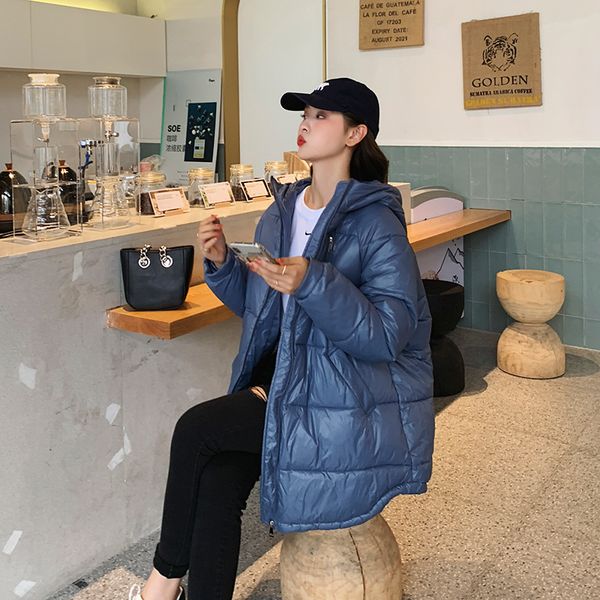 

2020 women's winter coats fashion hooded collar parkas winter jacket women pockets padded cotton coat, Black