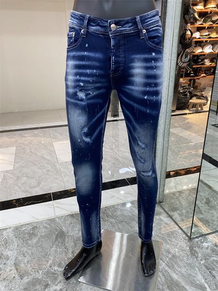 

mens designer straight jeans new arrival slim skinny jeans fashion designer mens hip hop skin-friendly denim hole pants, Blue