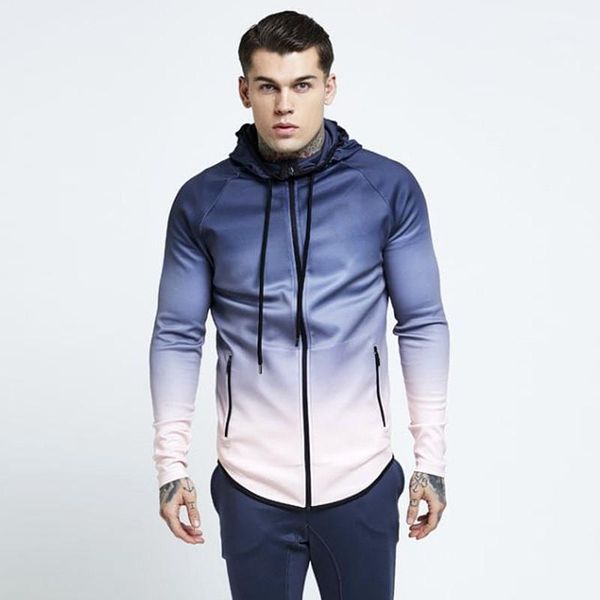 

clothing mens sweatshirt designer gradient color zipper neck sweatshirt casual long sleeve cardigan sweatshirt men s, Black